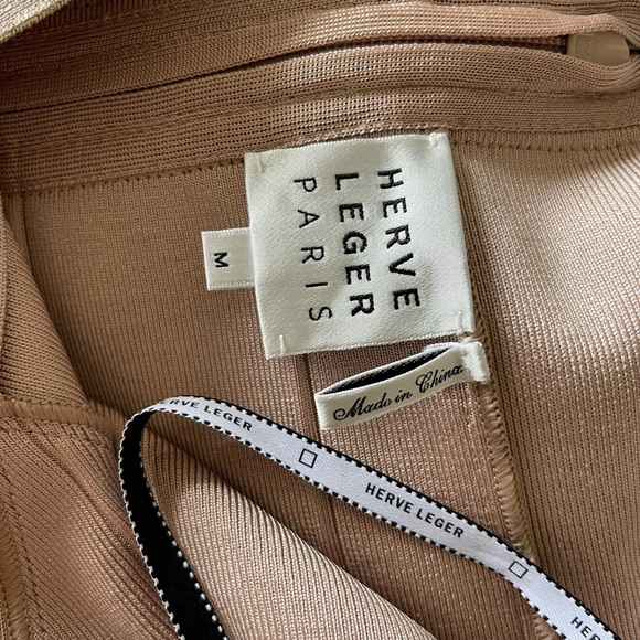 Hervé Leger Rose Gold Foil Metallic Bandage Dress - Picture 4 of 5